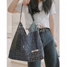 Women Shoulder Bags - 民族風印花背心包-藏青 - 查看 4