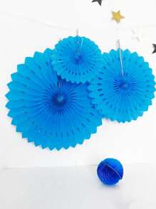 3pcs/6pcs White & Blue Hollow Paper Fan Decoration, Wedding Party Ceremony Decor, Holiday Party Supplies For Christmas, Valentine's Day, Halloween