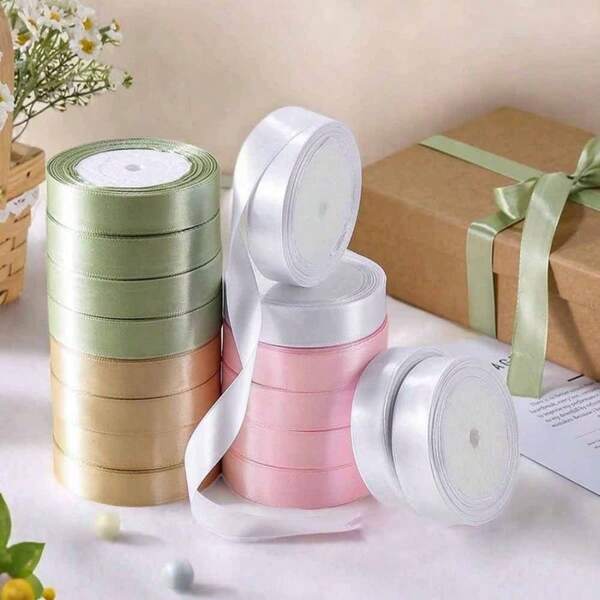 1pc Color Series, Equipped With 2cm Wide/22m Long Color Ribbons, Silk Ribbon Cake Baking Rose Packaging Color Ribbons, Suitable For Gift Packaging, Bouquets, Bows, Party Hair Accessories, Invitation Decorations, Etc., Very Suitable For Weddings, Christmas, Birthdays, And Parties