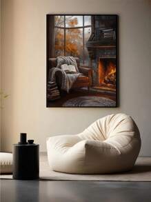 1 幅黑暗城堡趣味鬼魂阅读万圣节南瓜秋季海报帆布画墙艺术画家居装饰适用于客厅卧室浴室办公室和其他家居装饰，无框