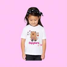Playera de Capybara Colores amigos  Para Niñas y Niños Moda Premium  de alta calidad Capibara - Verde Lima - Ver 2