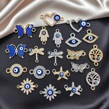 10pcs Alloy Zirconia Dainty Butterfly Blue Eye Bracelet Jewelry Pendant Charms For DIY Necklace Bracelet Jewelry Making Accessories