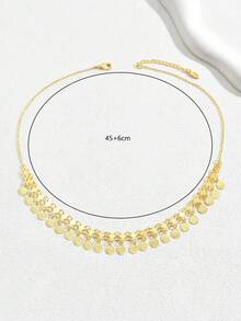 1pc Fashionable Versatile Vintage Refined Elegant Metal Necklace For Women - Yellow Gold - View 6