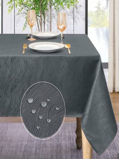 1pc Waterproof And Stain Resistant Jacquard Portable Dining Tablecloth With Swirl Pattern, Multiple Sizes Available