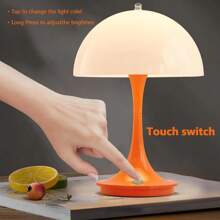 Lámpara de mesa inalámbrica con forma de seta y sensor táctil, 3 colores con regulador de intensidad continuo, luces portátiles a batería para decoración de dormitorio/restaurante/exterior/camping
