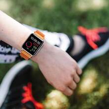 Smart Watch Strap - Orange (Silver Buckle) - View 6