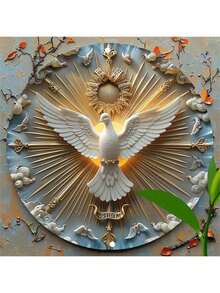 1 件基督教圣灵墙饰，2D 高清印刷金属标牌 - 英文，壁挂，多用途装饰，8x8 英寸，随机孔位置