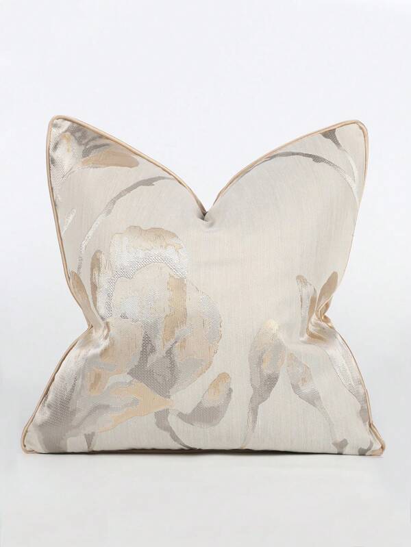 1 Stück modern einfacher Jacquard Blumenmuster Dekorativer Kissenbezug, geeignet für Sofa, Wohnzimmer, Schlafzimmer, 45 cm * 45 cm, 17,7 Zoll * 17,7 Zoll, Heimdekoration, Raumdekoration, Bürodekoration, Wohnzimmerdekoration (ohne Kisseneinsatz)