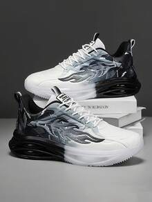 Men's Street Style Running Shoes, Shock Absorbing & Breathable, Comfortable, Non-Slip Lace-Up Durable Sports Shoes, Suitable For Outdoor Activities