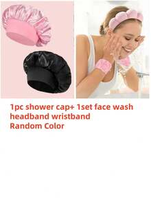 1/2Pcs Silk Bonnet For Sleeping, Satin Hair Bonnets, Soft Elastic Band Silk Sleep Cap, Silk Hair Wrap For Curly Hair, Hair Cover, Black-Colored Beads, Hair Cap (Random Color) - Multicolor - View 11