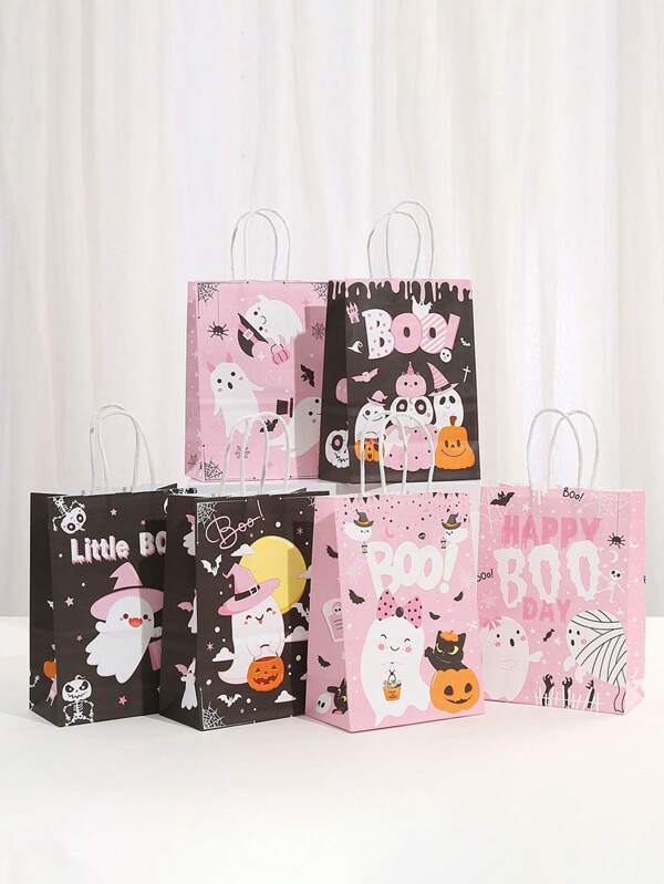 3/12/24 Stück Neue Halloween süße Geist Kürbis Muster Verpackungstüten, bunte Geschenktüten mit Griffen, geeignet für Halloween Geschenke, Party Geschenke, Einzelhandel Geschenktüten, Einkaufstüten, Familien- und Freunde Party Geschenktüten, Geschenktüten mit Halloween Atmosphäre, hochwertige exquisite Halloween Süßigkeitentüten als Geschenke