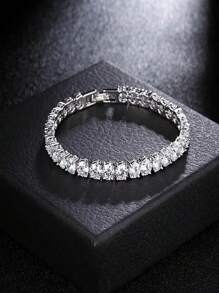 1 Pc Elegant Shinning Tennis Round CZ Chain Bracelet For Gril Crystal Friendship Bracelet Festivals Wedding Engagement Anniversary Party Gift