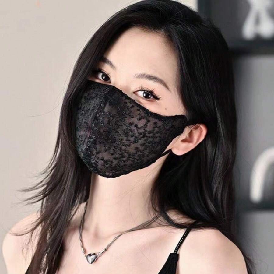 Summer Starry Sky Sunscreen Face Mask, Goddess Lace Embroidery, Ultra-Thin Mesh Lining, Fashionable & Breathable, Seamless Design, Multi-Functional & Washable