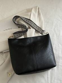 Geometric Pattern Shoulder Strap Crossbody Bag, Large Capacity Messenger Bag, Retro Style Shoulder Bag For Women