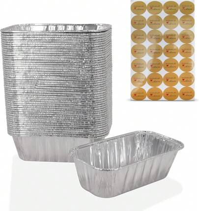 Aluminum Mini Loaf Pans (50 Pack) Disposable Small Foil Loaf Baking Tins - 1 Lb - 6'' X 3.5" X 2" Perfect For Baking Bread, Banana Bread, Meat Loaves