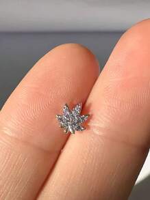 1 Stück pinker Ahornblatt-Nasenstecker/-ring mit roten, pinken und blauen Strass in Silber und Gold, geeignet für täglichen Gebrauch von Männern und Frauen