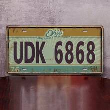 1件复古汽车牌照，铁艺彩绘墙饰，创意网吧宿舍酒吧墙面艺术，金属锡板，户外花园装饰，尺寸：30厘米*15厘米/11.81英寸*5.90英寸，适用于Exit音乐节、摇滚音乐节、2024巴黎夏季、圣诞礼物