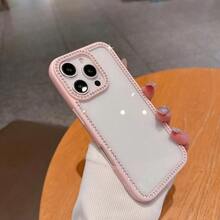 Double-Sided Rhinestones Suitable For IPhone 16 Pro/15 Phone Cases, Shimmering Apple 14/13, Transparent TPU 11/12, Edge Rhinestones - Hồng - Xem 4