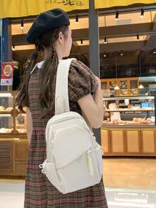 Lightweight,Business Casual Small Sling Bag Casual For Daily Life For Teen Girls Women College Students,Rookies & White-Collar Workers Perfect For Office,College,Work ,Business,Commute,Outdoors, Travel, Outings, Preppy Bum Bag For The First Day Of School Christmas Gift - White - View 1