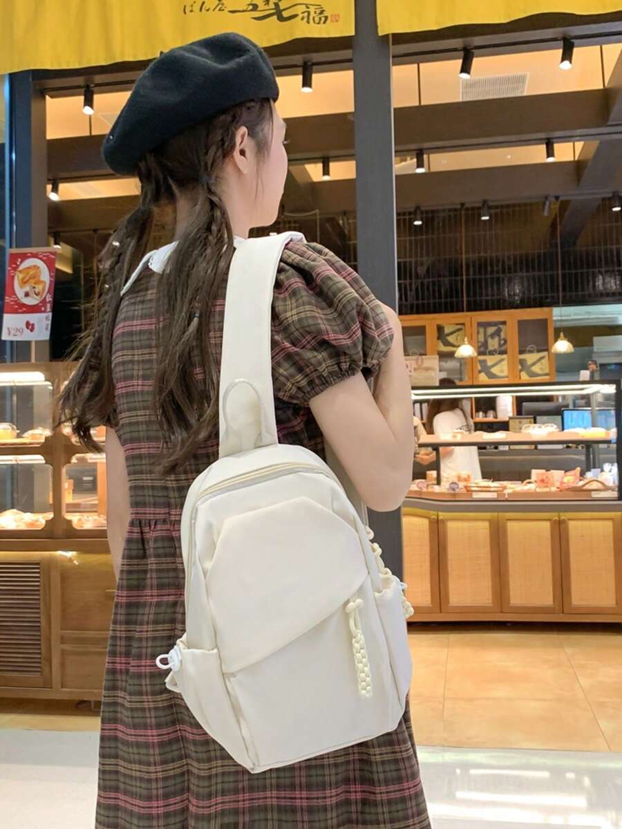 Lightweight,Business Casual Small Sling Bag Casual For Daily Life For Teen Girls Women College Students,Rookies & White-Collar Workers Perfect For Office,College,Work ,Business,Commute,Outdoors, Travel, Outings, Preppy Bum Bag For The First Day Of School Christmas Gift - White - View 1