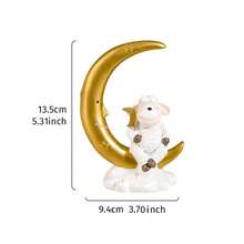 1 件创意可爱斋月装饰配件，树脂白羊手持新月和星星，适合开斋节礼物、家居装饰、派对和展示 - 彩色 - 查看 11