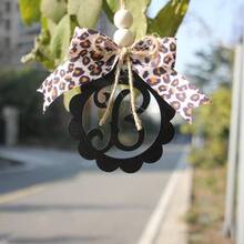 Cute Rear View Mirror Accessories Leopard Print Car Charm Pendant Handmade Bow Mirror Hanging Ornament Home Office Decor For Women Girls B - B - View 4
