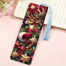 3pcs/Set Santa Claus & Reindeer Elegant Bookmarks Decor With Random Tassel, Crafts Creative Set, Perfect Gift For Readers, Colleagues, Friends And Family,School Supplies,Back To School