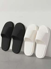 Trending! Influencer Unisex EVA Slippers, Solid Color, Comfortable, Non-Slip, Durable, Suitable For Indoor Wear - Grey - View 13