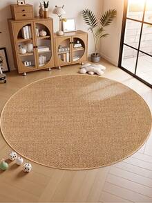 1pc Round Rug Faux Sisal Round Area Rug, Comfortable For Bedroom, Living Room, Study, Entryway, Dining Room, Laundry Room, Room Decor As Floor Mat, Non-Slip Absorbent Floor Mat Bedroom Rug, Washable & Non-Slip, Rugs For Living Room - Indoor All-Season Home Decor, Circle Bedroom Rugs, Easy To Clean, Bedside Rug, Living Room Carpet, House Decor | Bedroom Decor - Brown - View 1