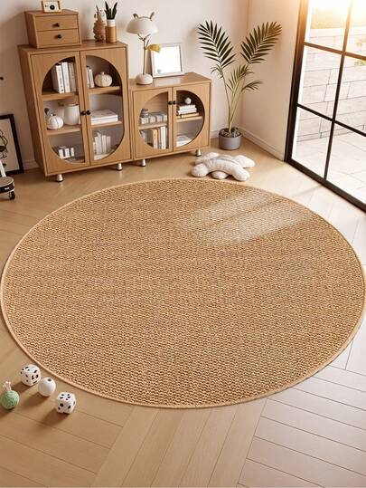 1pc Round Rug Faux Sisal Round Area Rug, Comfortable For Bedroom, Living Room, Study, Entryway, Dining Room, Laundry Room, Room Decor As Floor Mat, Non-Slip Absorbent Floor Mat Bedroom Rug, Washable & Non-Slip, Rugs For Living Room - Indoor All-Season Home Decor, Circle Bedroom Rugs, Easy To Clean, Bedside Rug, Living Room Carpet, House Decor | Bedroom Decor