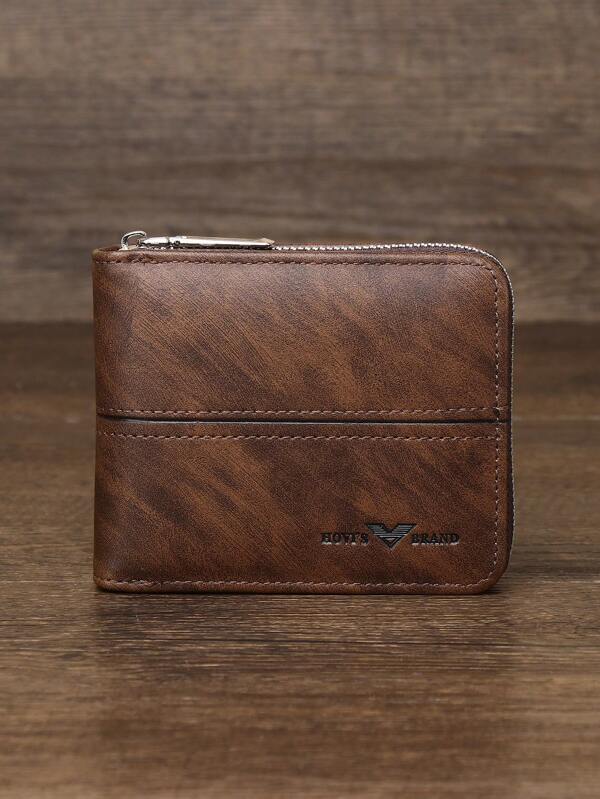 HOVI'S 1 pièce [Portefeuille fin biface 11,5 * 9,5 * 2 cm] + [Fermeture éclair en cuir PU] + [Logo HOVI's en relief] + [Organisateur de cartes multiple] Pour hommes femmes bureau voyage (Marron riche) Accessoires de sac à main
