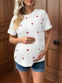 Heart Graphic Print Maternity Sports Activewear Top