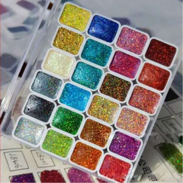 1 set di 12 colori di pigmento laser solido - polvere dorata magica per pittura, calligrafia, acquerello, fiori - per pittura e arte per adulti, forniture scolastiche, rientro a scuola