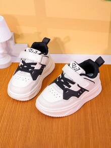 儿童运动鞋，幼儿休闲鞋，女童时尚运动鞋，春季新款厚底男童白色皮鞋，女童学生运动鞋 - 黑與白 - 查看 7