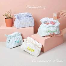 个性化伴娘化妆包，女生化妆包，大容量化妆品收纳包，伴娘新娘礼物，刺绣化妆包，新娘化妆包，新郎礼物，女士礼物，个性化礼物，婚礼派对