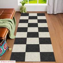 Classic Checkerboard Pattern Runner Rug, Ideal For Hardwood Floors In Entryways, Laundry Rooms, Hallway, Bedrooms, Kitchen, Room Decor, And Entryway - Indoor All-Season Home Decor, Stylish Long Floor Mat, Washable & Non-Slip, Perfect For Home Use As A Hallway Rug, Area Rugs Living Room, Black And White Tones, Bedside Rug, Kitchen Rugs, House Decor | Kitchen Decor