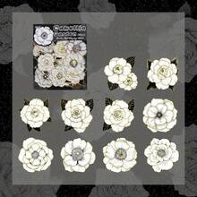 20 张黑白花朵贴纸 PET 材质花卉装饰贴纸，适用于剪贴簿用品、垃圾日记本装饰贴纸、学校用品、返校 - 彩色 - 查看 13