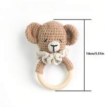 1pc Crochet Animal Rattle Doll, Knitted Cartoon Doll Prop, Baby Photography Decor Rattle - Multicolor - View 3