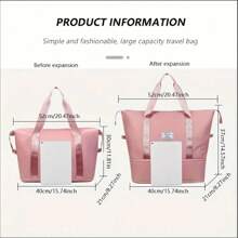Travel Large Capacity Storage Bag, Zipper Portable Sports Bag, Multi-Functional Fitness Handbag