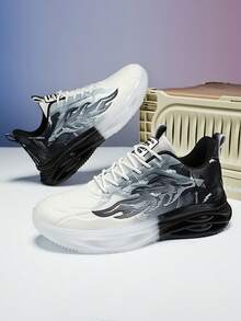 Men's Street Style Running Shoes, Shock Absorbing & Breathable, Comfortable, Non-Slip Lace-Up Durable Sports Shoes, Suitable For Outdoor Activities