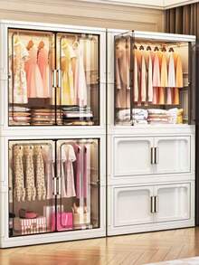 5/4/3/2/1 couche Armoire pliante sans installation, Armoire de rangement renforcée, Armoire à vêtements pour la maison, la chambre, bébé/enfants - Multicolore - Voir 2