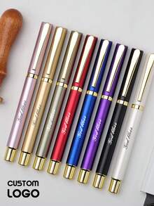 1pc Personalized Laser Engraved Metal Ballpoint Pen, Black Ink, High-End Business/Office Pen With Custom Logo/Name - Multicolor - View 6