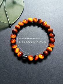 New Adjustable Tiger Eye Stone Bracelet/Bangle, Symbolic Of Wealth & Good Luck, Natural Textured Design For Unique Style, Suitable For Men & Women, Travel, Outdoor, Yoga, Halloween, Christmas, Holiday Gift - Minimalist, Commuter