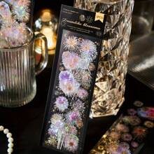 3张PET剪贴簿贴纸复古烟花贴纸适用于剪贴簿垃圾日记工艺品装饰贴纸，学校用品，返校