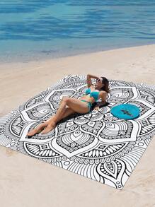 1pc New Outdoor Waterproof Anti-Sand Digital Printed Picnic/Beach Blanket, Fashion And Fresh Pattern, Suitable For Camping And Picnics