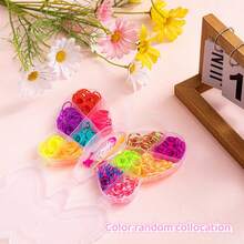 新款彩色橡皮筋礼盒，带有可爱的大苹果和熊形状，适合制作项链、手链、戒指，适合各种节日、生日，是最佳礼物