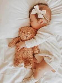 1 件/2 件儿童尼龙柔软蝴蝶结头带，无缝婴儿头巾，亚麻婴儿发饰，颜色随机 - 彩色 - 查看 9