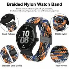 Correa de Reloj de Nylon Trenzado de 22mm para Hombres y Mujeres, Liberación Rápida, Hebilla de Acero Inoxidable Negra (Azul) - Camuflaje (Hebilla negra) - Ver 3