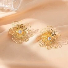 JOJELOO 1 Pair Of High-End Gold Hollowed Out Butterfly Earrings, With A Female Style And Niche Design, Exaggerated Earrings