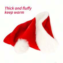 1pc Christmas Hat, Adult Holiday Neutral Velvet Comfortable Thick Fur Christmas Hat, Suitable For New Year Holiday Party, Santa Claus Hat Christmas Decorations Home Christmas Gifts Christmas Decor